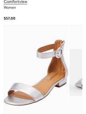 comfortview Silver Open-Toe Ankle-Strap Sandal